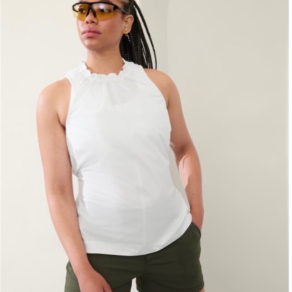 Athleta mock neck racer back cinched waist active top. Navigate cinch tank. - Picture 7 of 9